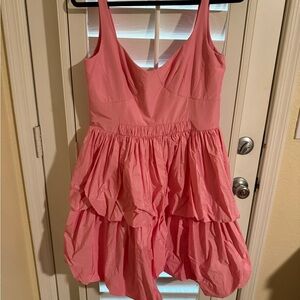 ANTONIO MELANI Coral Pink Tiered V-Neck Midi Dress